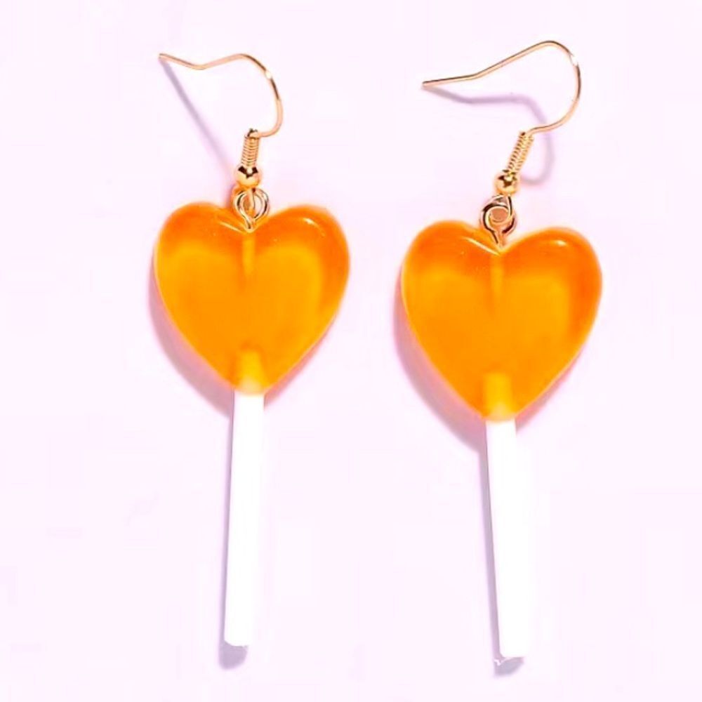 (K1) Amazing Orange Lollipop Earrings